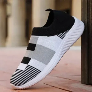 Bozosil Women Casual Knit Design Breathable Mesh Color Blocking Flat Sneakers